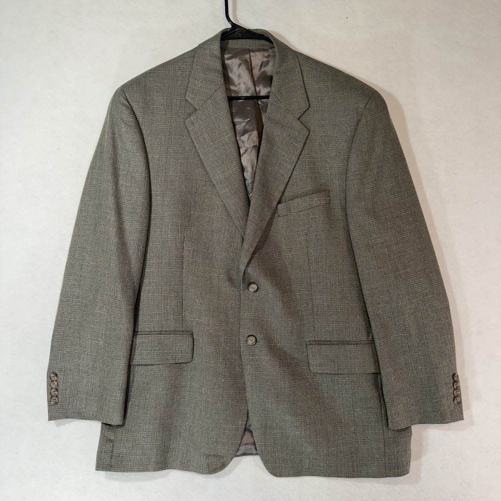 VTG Chaps Ralph Lauren Regular Fit Mens 44Rβ Green Micro Check Blazer Sport Coat